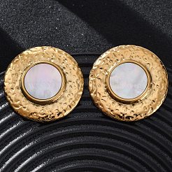 304 Stainless Steel Natural White Shell Stud Earrings&nbsp;EJEW-Z103-14G