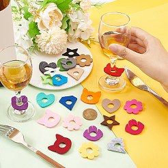 24Pcs 24 Styles Felt Wine Glass Charms&nbsp;AJEW-BC0004-23