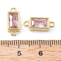 Brass Pave Glass Rectangle Connector Charms&nbsp;KK-H002-06G-03