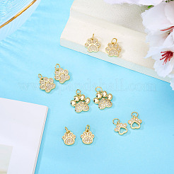 10Pcs 5 Styles Rack Plating Brass Micro Pave Cubic Zirconia Charms&nbsp;KK-TA0002-39