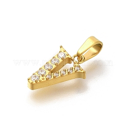 Ion Plating(IP) 304 Stainless Steel Micro Pave Cubic Zirconia Pendants&nbsp;STAS-H228-02G-05