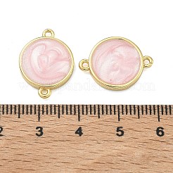 Brass Enamel Flat Round Links Connector Charms&nbsp;KK-D229-06G-03