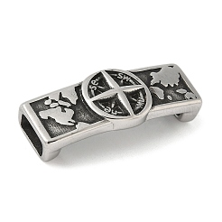 304 Stainless Steel Rectangle with Compass Connector Charms&nbsp;STAS-Z147-14AS