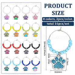 Dog Paw Prints Alloy Enamel Wine Glass Charms&nbsp;AJEW-AB00196