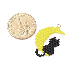 Handmade Glass Seed Beaded Moon with Cat Shape Pendants&nbsp;PALLOY-MZ00613