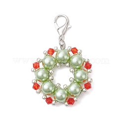Glass Christmas Wreath Pendant Decorations&nbsp;HJEW-JM04172-01