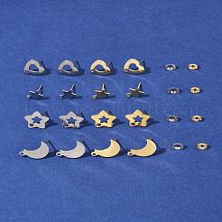 16Pcs 8 Styles 304 Stainless Steel Stud Earring Findings&nbsp;STAS-FS0001-86