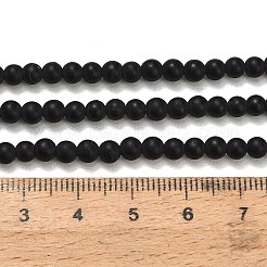 Frosted Natural Black Agate(Dyed & Heated) Beads Strands&nbsp;G-C289-B04-4mm