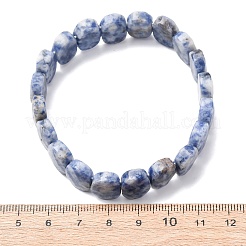 Natural Blue Spot Jasper Faceted Beaded Stretch Bracelets for Women&nbsp;BJEW-K251-07M
