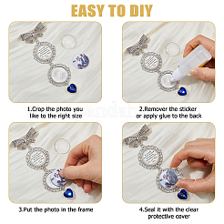 Tibetan Style Alloy & Glass Flat Round Photo Bouquet Hanging Ornaments&nbsp;DIY-WH0622-574P