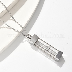 Glass Hourglass Rectangle Pet Memorial Keepsake Urn Ashes Pendant Necklaces&nbsp;NJEW-P326-01P