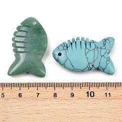 Synthetic Turquoise & Natural Rose Quartz & Tiger Eye & Obsidian & Green Aventurine Carved Pendants&nbsp;G-B152-01B