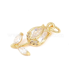 Brass Micro Pave Clear Cubic Zirconia Pendants&nbsp;KK-F931-13G-02