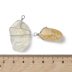 Natural Citrine Copper Wire Wrapped Pendants&nbsp;G-C110-06B-P