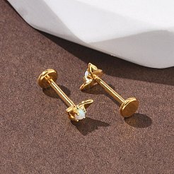 304 Stainless Steel Synthetic Opal Stud Earrings&nbsp;EJEW-B143-01G-05