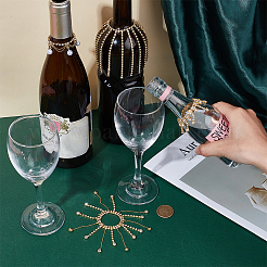 4Pcs Brass & Iron Rhinestone Wine Glass Charms&nbsp;HJEW-OC00280