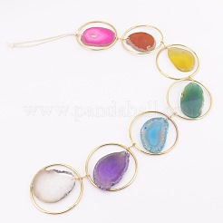 7 Chakra Rainbow Natural Agate Slice Suncatcher&nbsp;HJEW-H065-09
