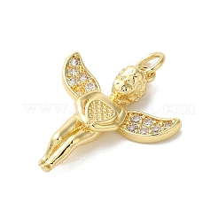 Rack Plating Brass Micro Pave Clear Cubic Zirconia Pendants&nbsp;KK-G504-13G
