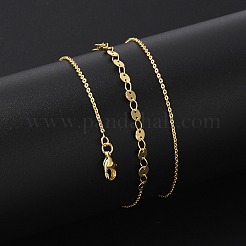 Brass Cable & Flat Sequin Chains Necklaces for Women&nbsp;NJEW-D302-40G