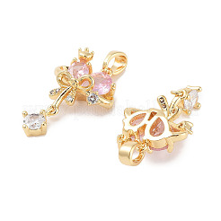 Brass Micro Pave Cubic Zirconia Pendants&nbsp;KK-C051-46G