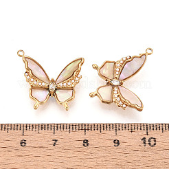 304 Stainless Steel & Shell & Rhinestone & ABS Imitation Pearl Butterfly Pendants&nbsp;STAS-T073-67B-G