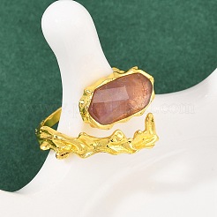 Oval Natural Amethyst Open Cuff Rings&nbsp;RJEW-K286-07G