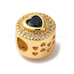 Heart Real 18K Gold Plated Brass Micro Pave Cubic Zirconia European Beads&nbsp;KK-G511-01G-02