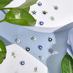 54Pcs 9 Style 304 Stainless Steel Evil Eye Enamel Charms&nbsp;STAS-CA0002-06