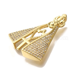 Rack Plating Brass Micro Pave Clear Cubic Zirconia Pendants&nbsp;KK-U019-23G