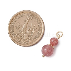 3Pcs 3 Styles Natural Carnelian(Dyed & Heated) & Strawberry Quartz & Red Jasper Round Beaded Pendants&nbsp;PALLOY-JF04701-04