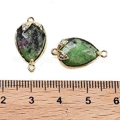 Natural Ruby in Zoisite Faceted Teardrop Connector Charms&nbsp;G-B081-03G-08