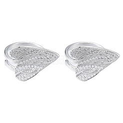 Clear Cubic Zirconia Heart Leaf Open Cuff Ring&nbsp;RJEW-T016-42P