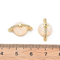 Brass Micro Pave Clear Cubic Zirconia Planet Connector Charms&nbsp;KK-B129-28G-01