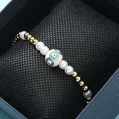 Brass Beaded Stretch Bracelets for Women&nbsp;BJEW-G736-03A