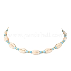 3Pcs 3 Colors Natural Cowrie Shell & Glass Seed Beaded Beaded Necklaces&nbsp;NJEW-JN05331