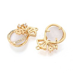 Brass Micro Pave Clear Cubic Zirconia Cat Eye Pendants&nbsp;KK-T071-16G-C01