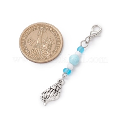 Ocean Theme Alloy Charm & Glass Beads Pendant Decorations&nbsp;HJEW-JM03156-04