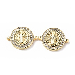 Eco-Friendly Rack Plating Brass Micro Pave Clear Cubic Zirconia Connector Charms&nbsp;KK-F845-03G