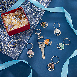 4 Sets Natural Stone Keychains&nbsp;KEYC-FH0001-20