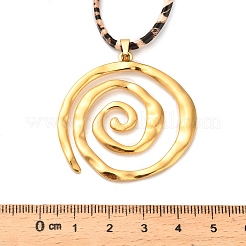 304 Stainless Steel Spiral Pendant Leopard Print Imitation Leather Cord Wrap Necklaces for Women&nbsp;NJEW-K289-02G