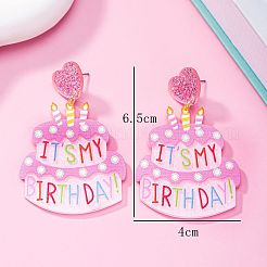 Birthday Cake Acrylic Dangle Stud Earrings&nbsp;FS-WG75373-01