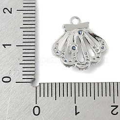 Brass Pave Light Sky Blue and Clear Cubic Zirconia Sea Animal Connector Charms&nbsp;X-KK-M326-07A-P