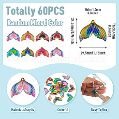 60Pcs Printed Translucent Acrylic Pendants&nbsp;OACR-TA0001-72
