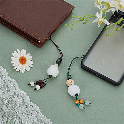 2Pcs 2 Styles Imitation Bodhi Wood Lotus Mobile Straps&nbsp;AJEW-FG0007-37