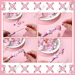 DIY October Breast Cancer Pink Awareness Ribbon Theme Beadable Pen Sets&nbsp;DIY-SC0024-87