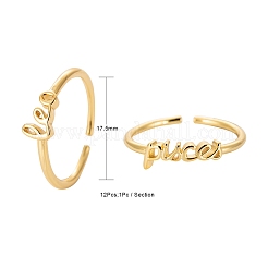 12Pcs 12 Style Brass Cuff Rings&nbsp;RJEW-LS0001-37G