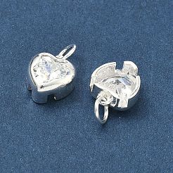925 Sterling Silver Pave Clear Cubic Zirconia Heart Charms&nbsp;STER-H119-04S