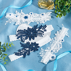 AHADEMAKER 2 Sets 2 Style Lace Elastic & Polyester Lace Bridal Garters&nbsp;AJEW-GA0004-75