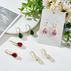 4 Pairs 4 Colors Glass Teardrop Dangle Earrings&nbsp;EJEW-AN0003-95