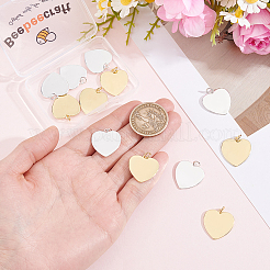 12Pcs 2 Colors Brass Heart Charms&nbsp;KK-BBC0027-75